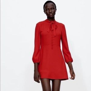 ZARA  /  Size Xs / Red long sleeve dress